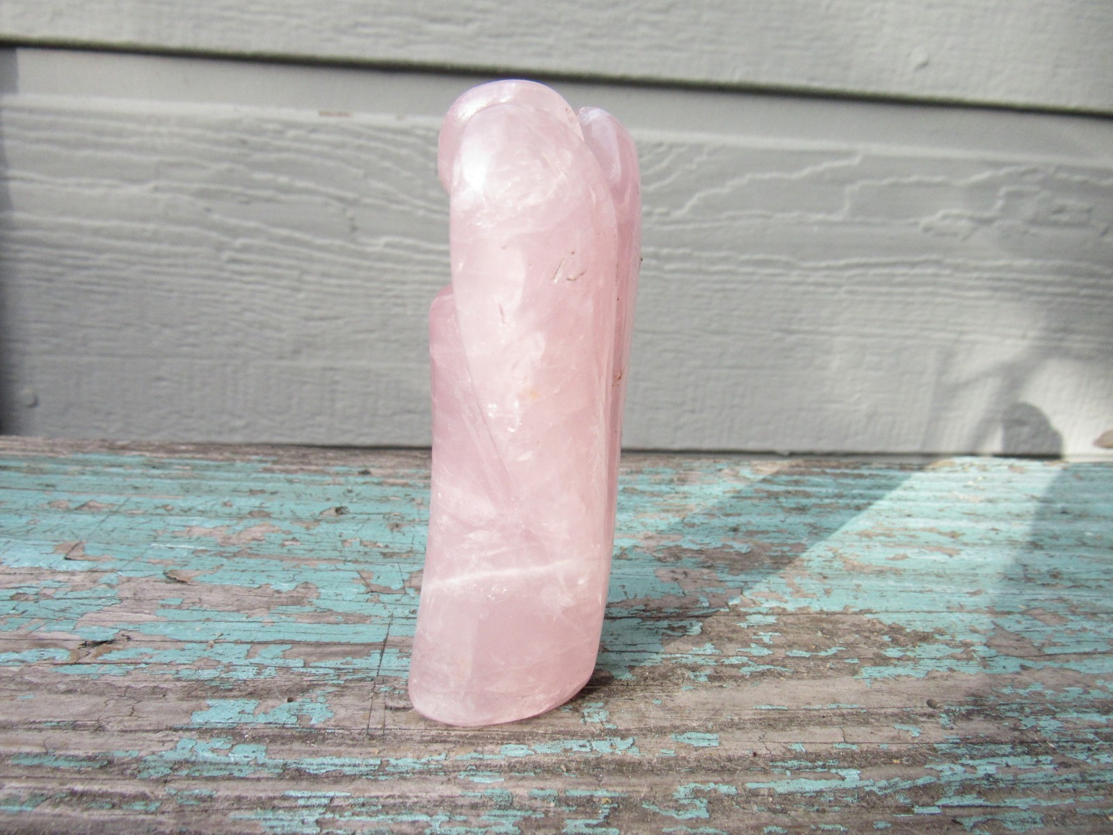 Rose Quartz Angel 4-inch Carved Crystal Guardian Statuette Figure