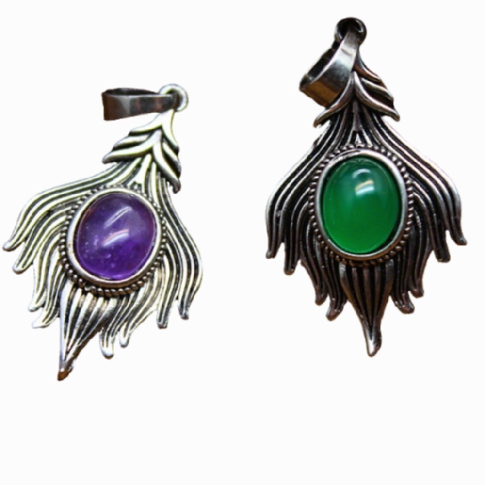 Vintage Fox Tail Charm Pendant Crystal Stone DIY HandCarved Fashion Jewelry Gift