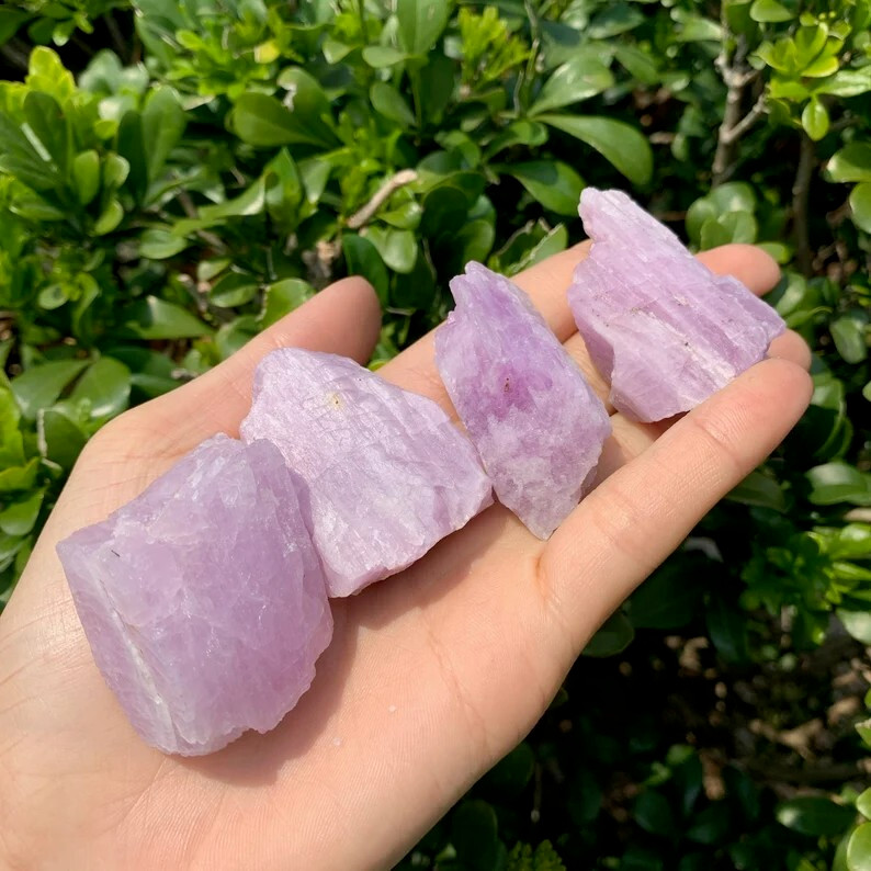 5 PCS Raw Rough Kunzite Stone Purple Crystal Healing Energy Mineral Specimen