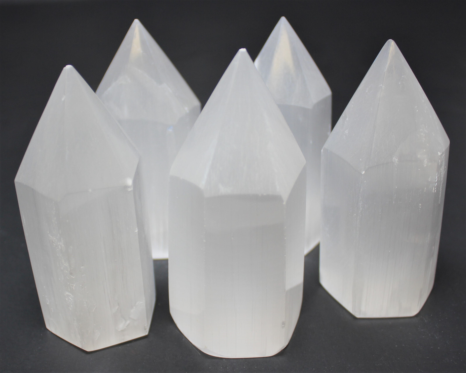 White Selenite Generator 4″ Tall (Selenite 6-Sided Crystal Point, Tower)
