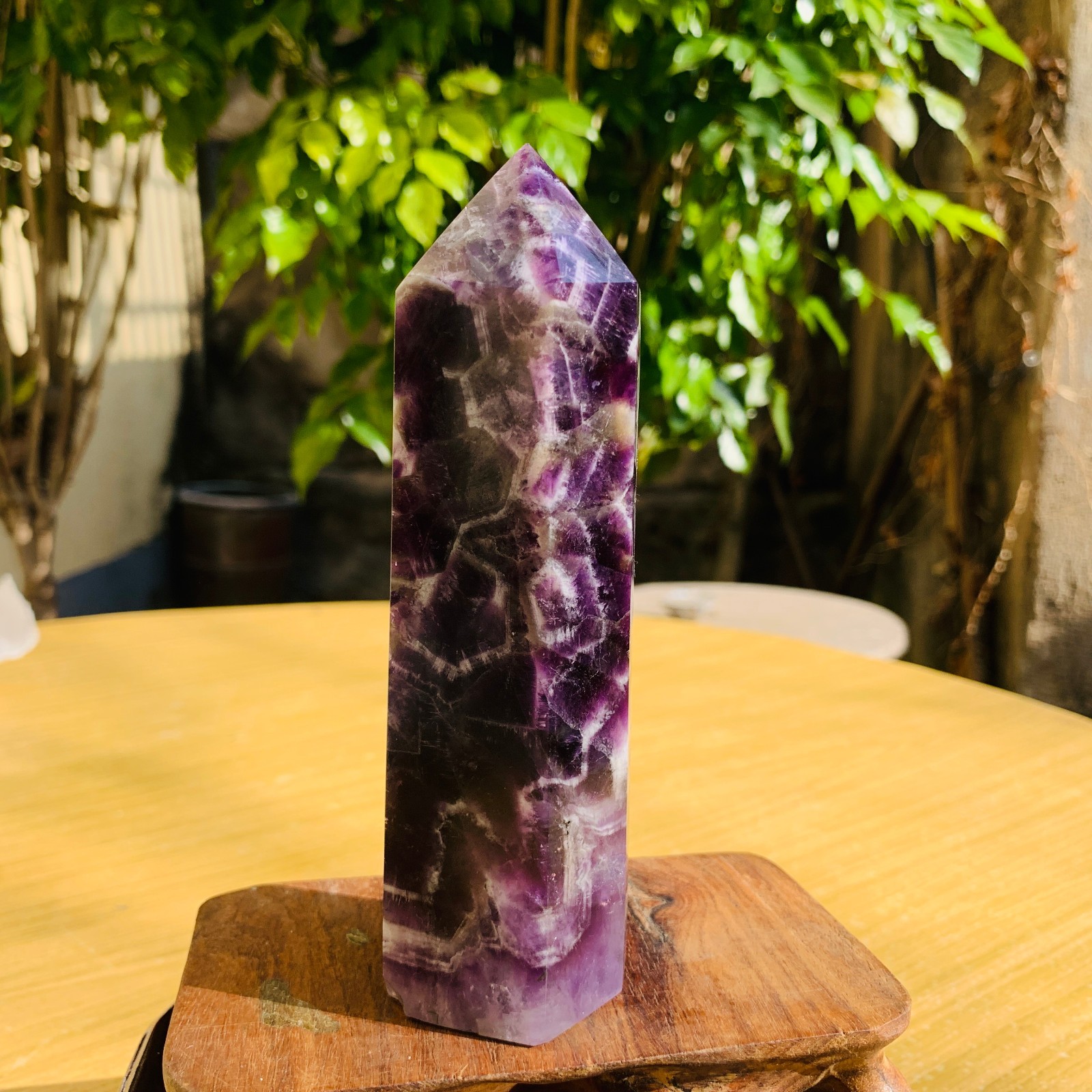 449g Natural Fluorite Healing Crystal Tower Point Obelisk Mineral Speci