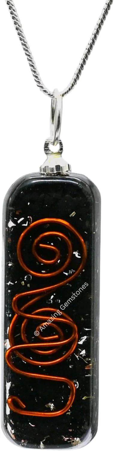 Amazing Gemstone Shungite Orgone Healing Pendant Necklace for Protection for Men