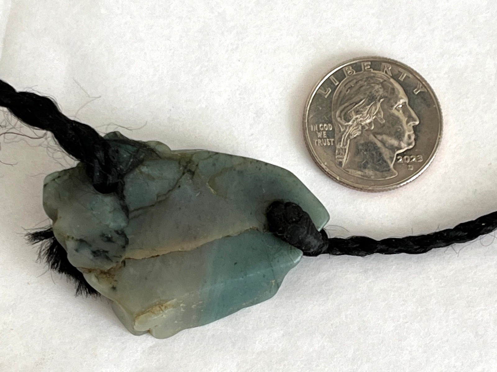 Green Chalcedony Palm Stone Pendant. Artisan Handmade Polished Crystal Healing