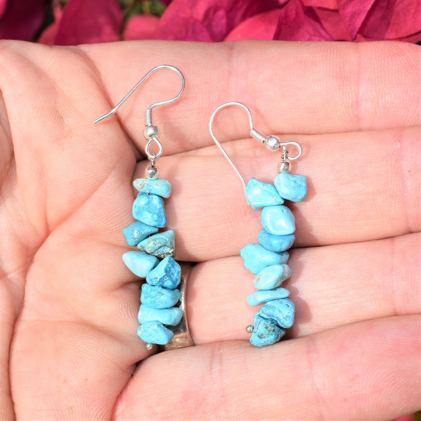 CHARGED Arizona Turquoise Crystal Chip Earrings + Selenite Heart Charger
