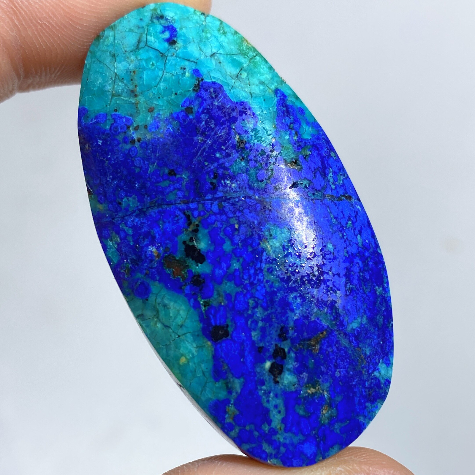 Natural Azurite Malachite Polished Palmstone Cabochon 38g 52mm