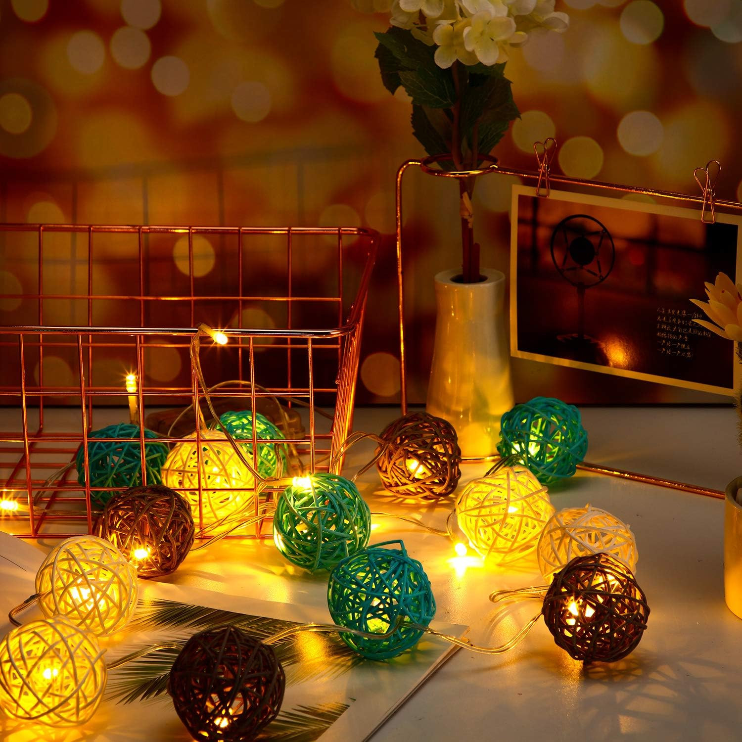 15 Pieces Wicker Rattan Balls Decorative Orbs Vase Fillers for Craft, Party, Wed