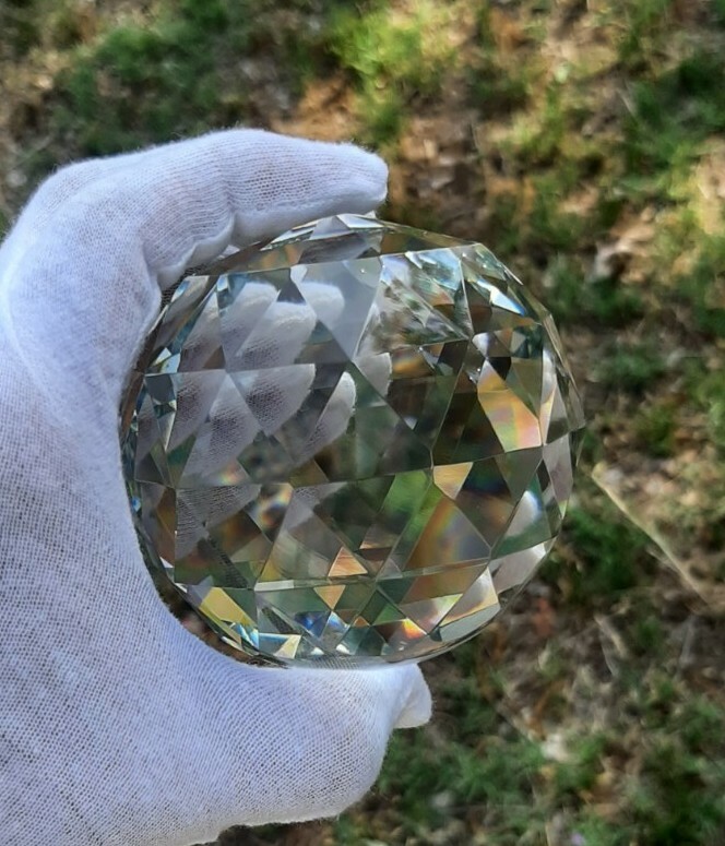 80mm Clear Cut Crystal Ball K9 Faceted Gazing Ball Sun Catcher from US