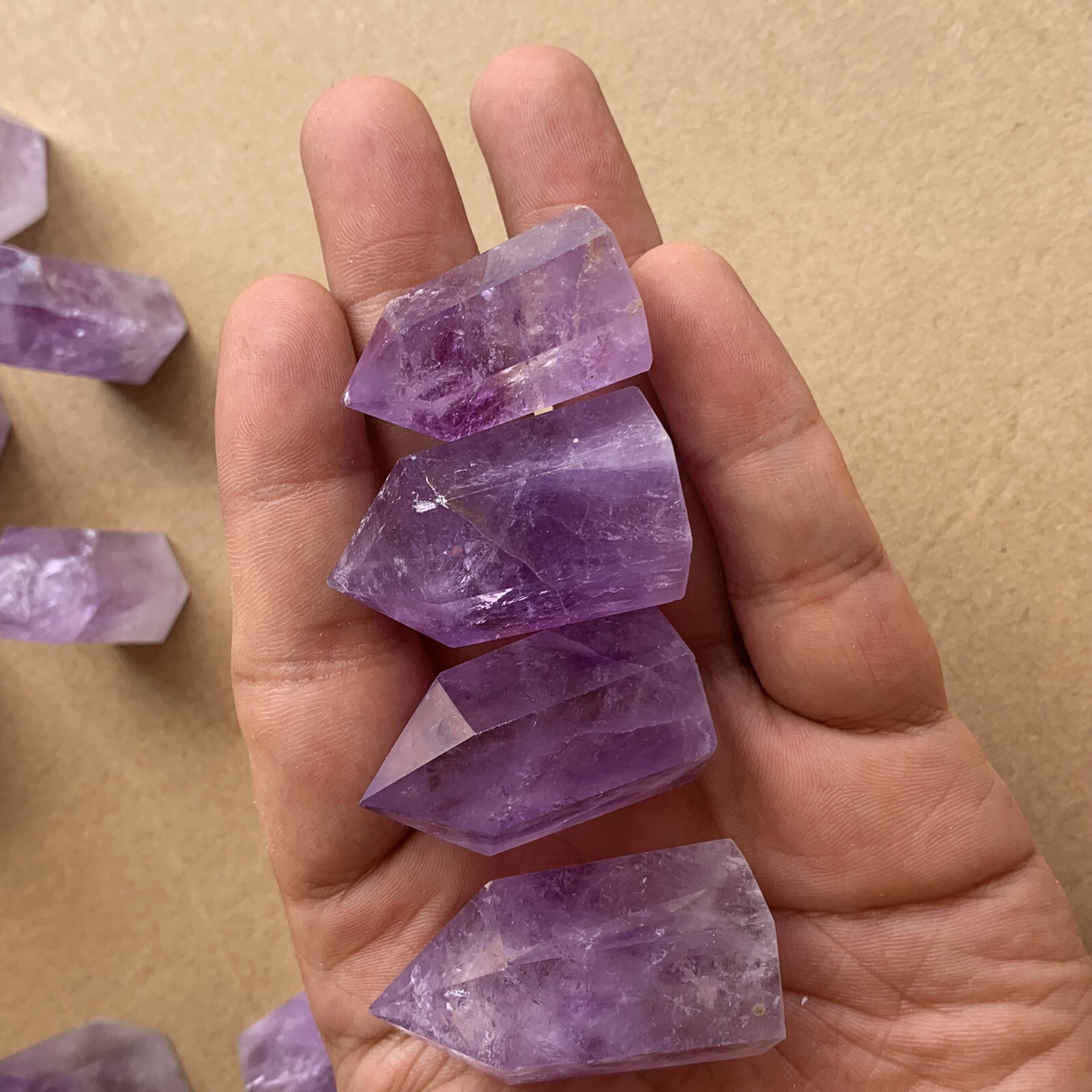 10pcs natural amethyst quartz obelisk crystal Tower wand point healing 35-75mm14