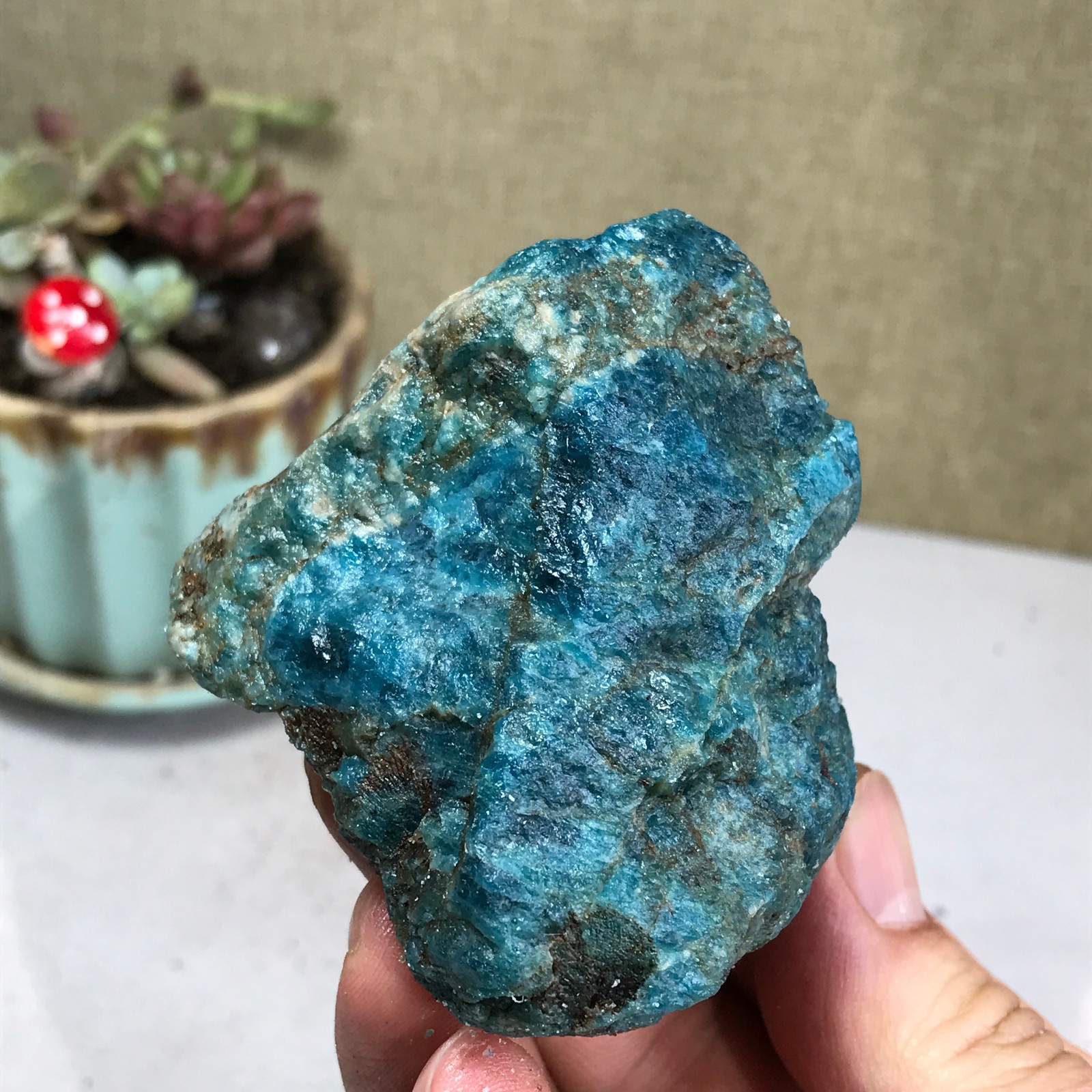57-49-50mm Top Natural apatite Crystal uncut gemstone Mineral Specimen A4189
