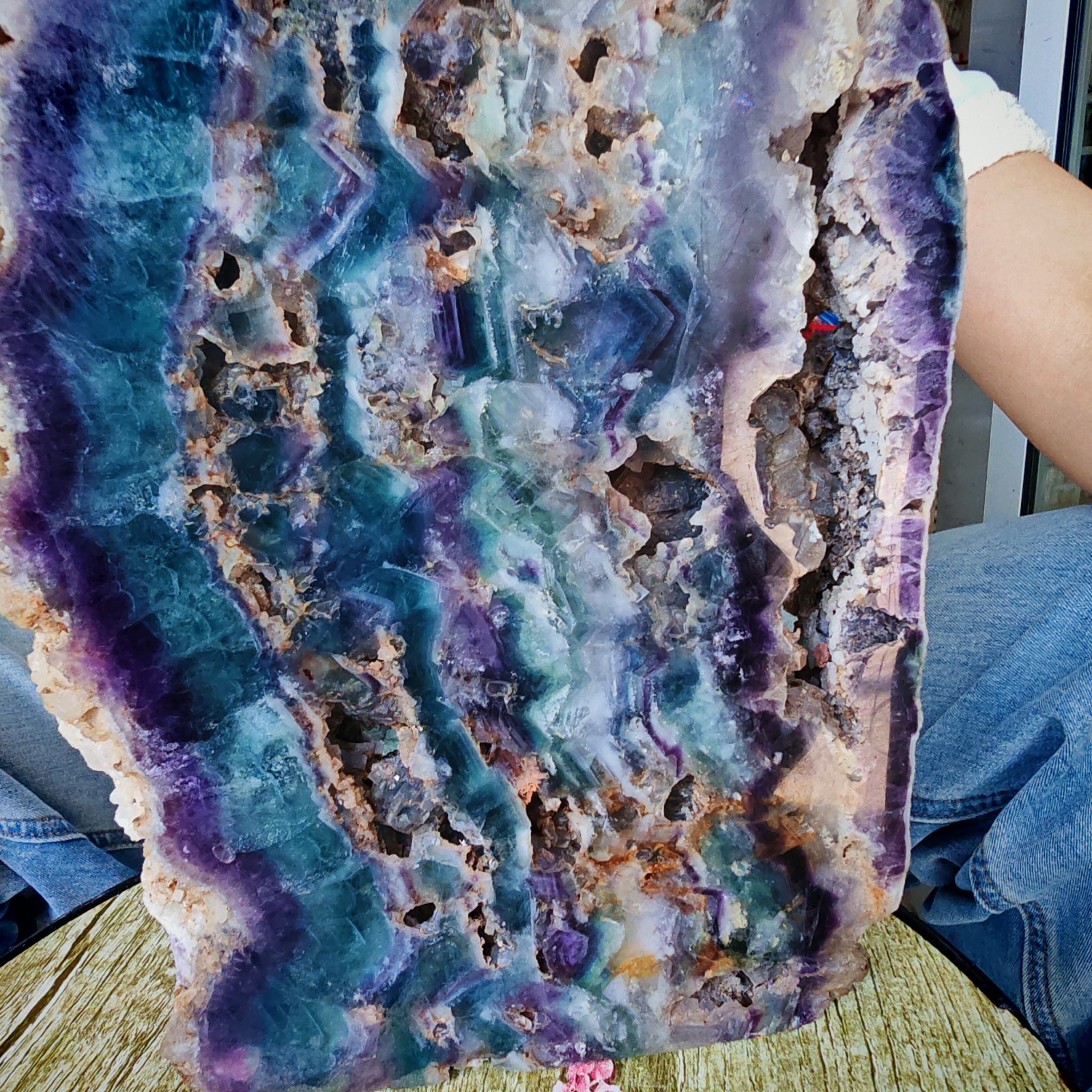 14.3LB Restoration of Natural Colored Fluorite Crystal Specimens 6500g