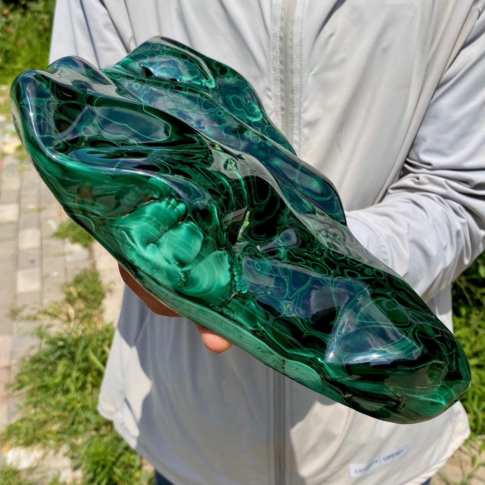 9.25LB Large Natural glossy Malachite transparent cluster rough mineral sample