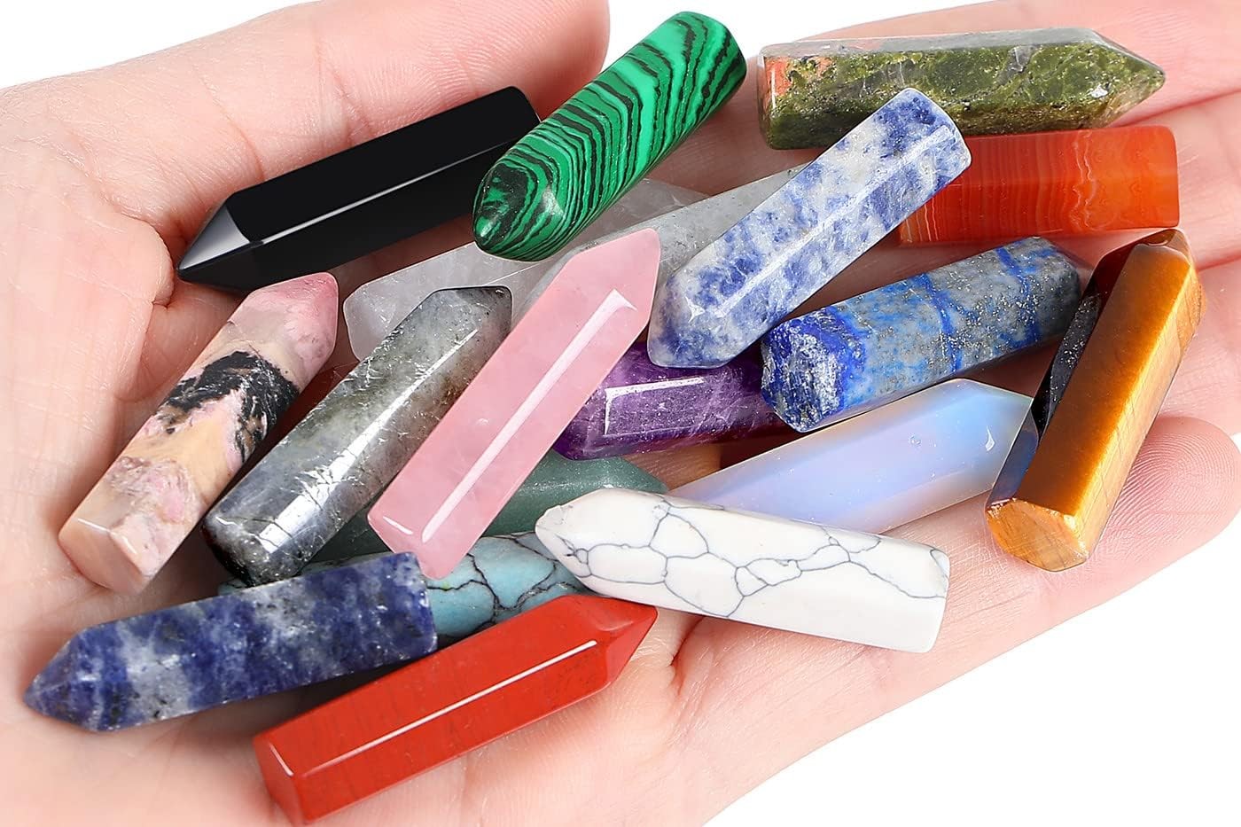 20 PCS Healing Crystals Stones Sets Wands Bulk Natural Pocket Amethyst Crystal