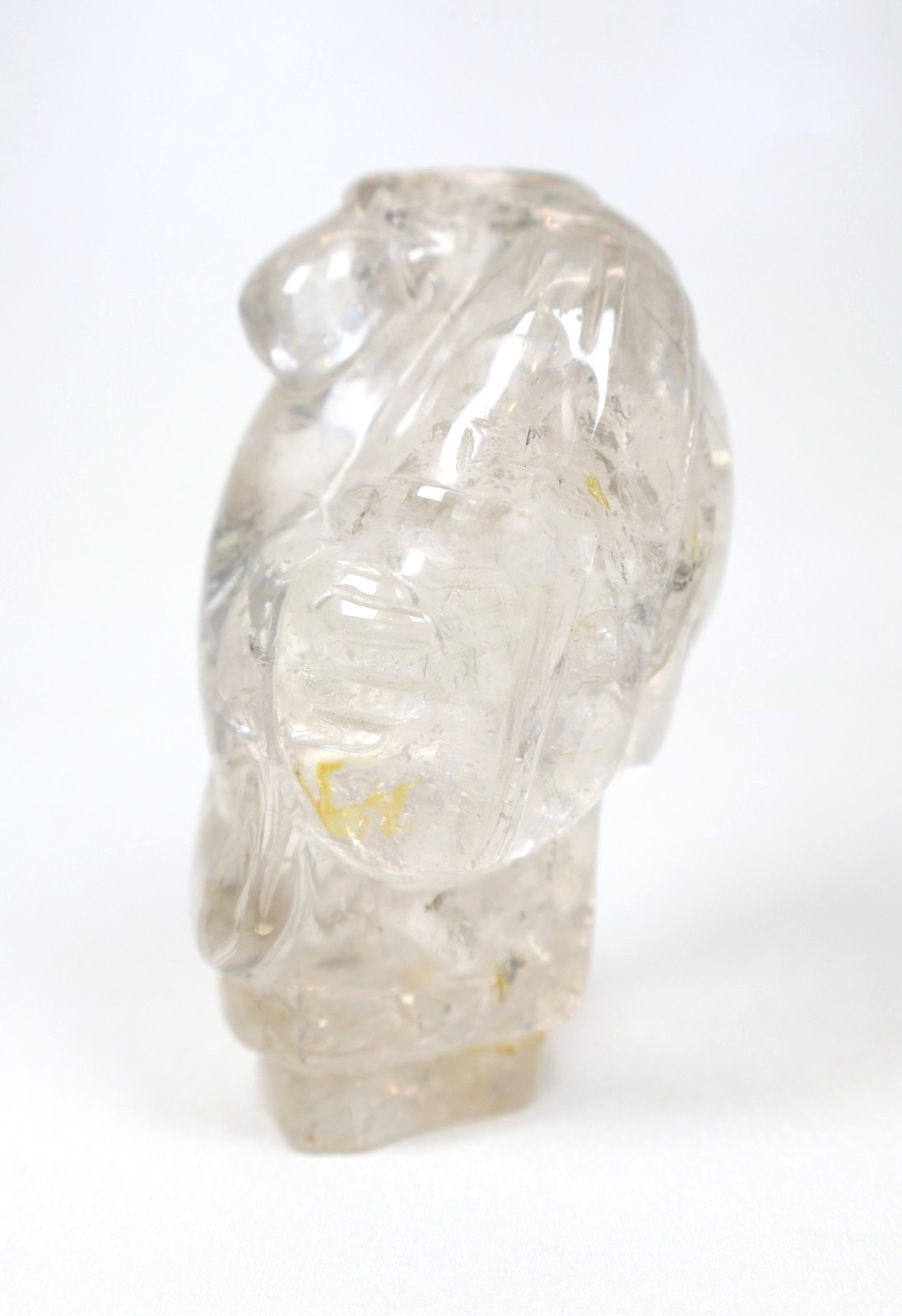Carved Rock Quartz Crystal Statue Figurine 3.5 Inch Height Transparent Vintage