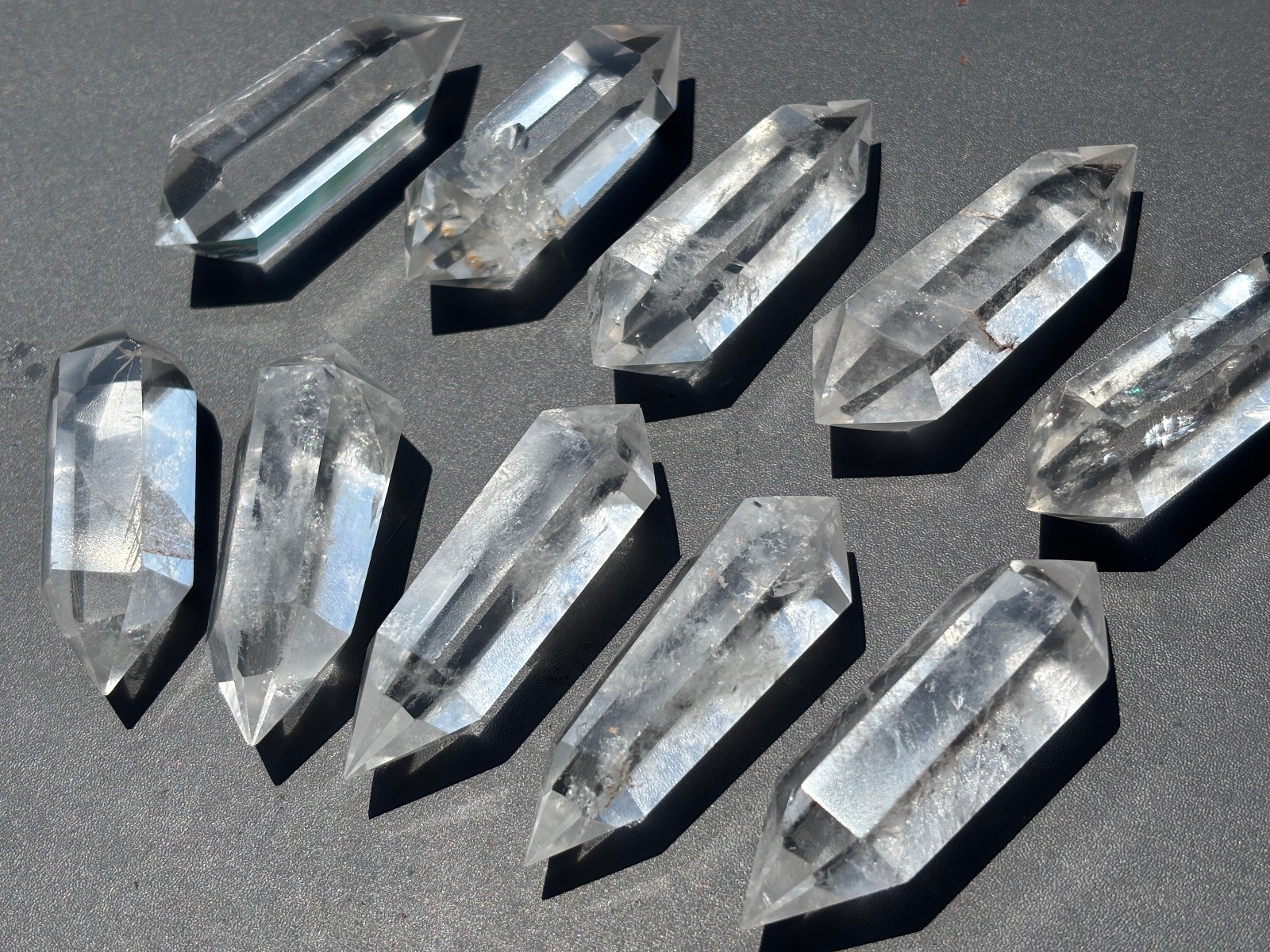 10pcs Bulk Clear Quartz Crystal Point Wand AAA+ Double Terminated Obelisk
