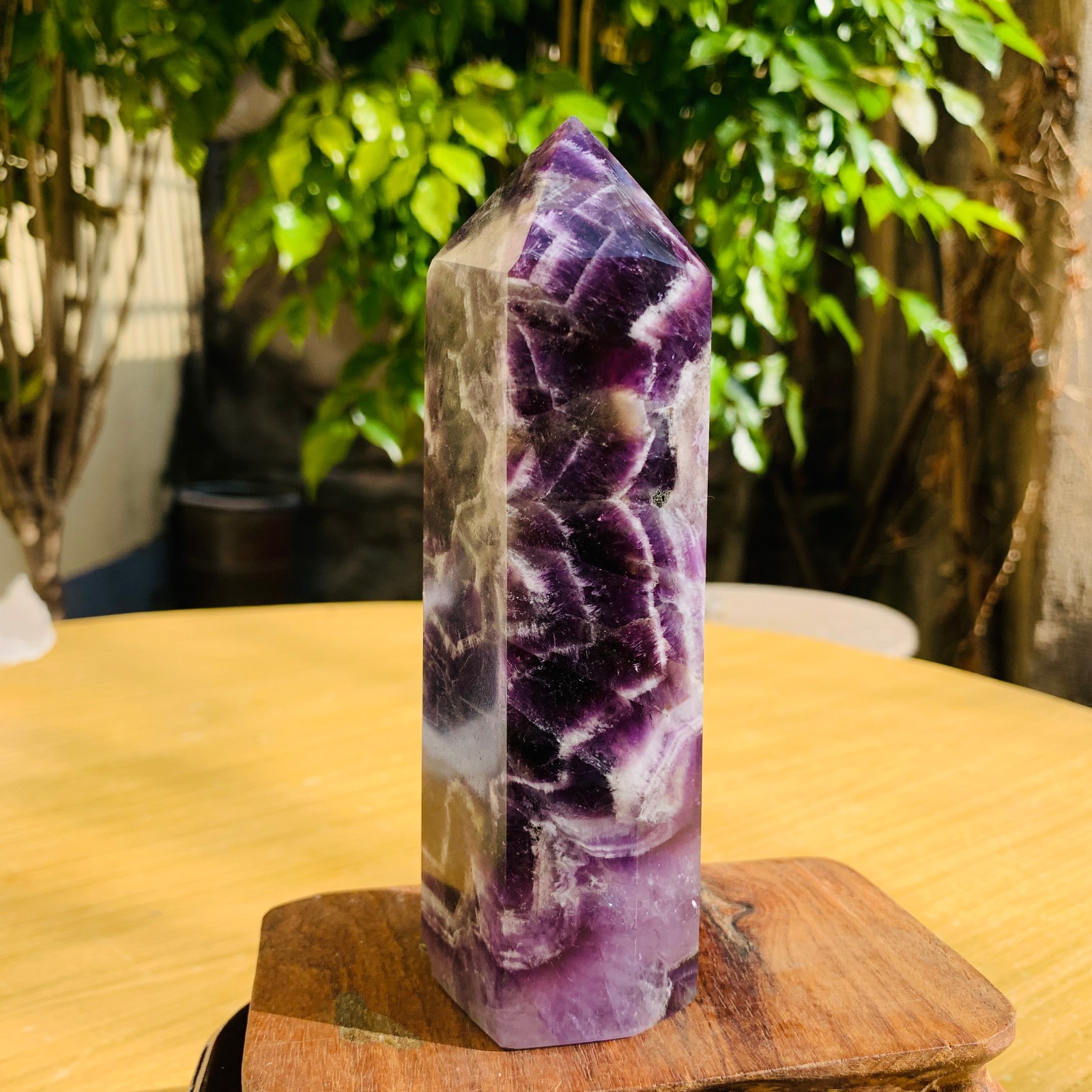 449g Natural Fluorite Healing Crystal Tower Point Obelisk Mineral Speci
