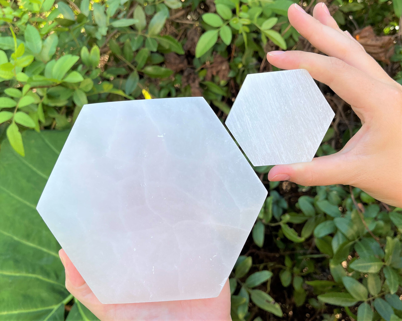 Polished Selenite Charging Station, Hexagon: Choose 3″, 4″ or 6″ (Cleansing)
