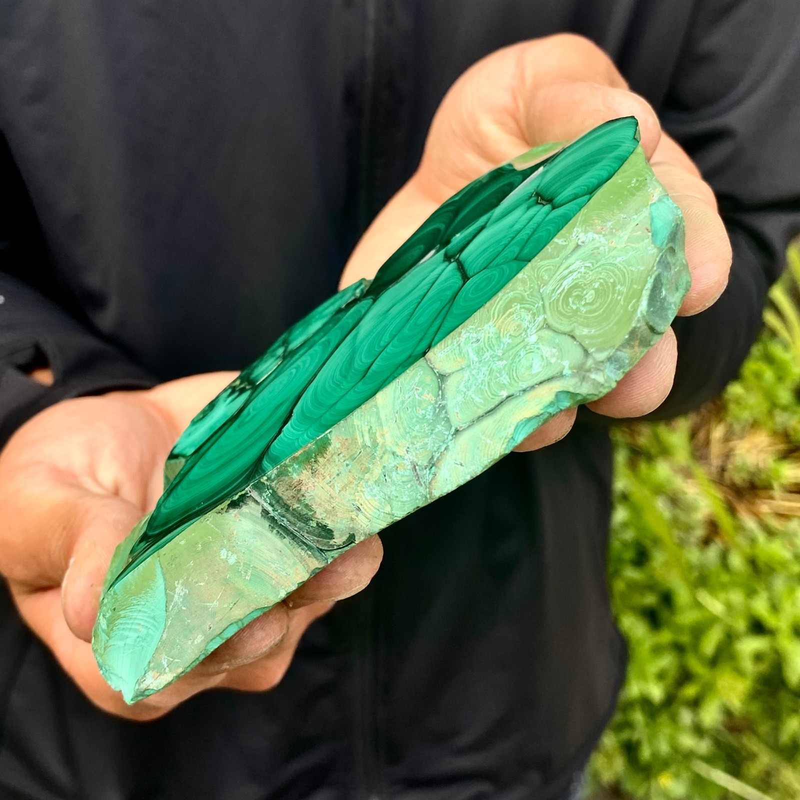 463G Natural malachite slice quartz crystal luster mineral specimen