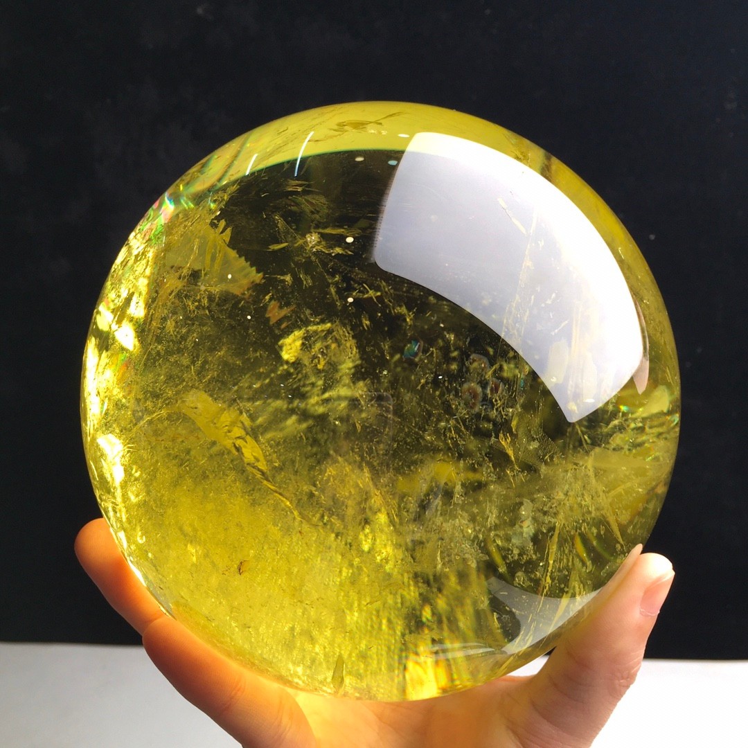 8LB Top Natural Citrine Sphere Quartz Crystals Reiki Ball Gems Decorate Gift