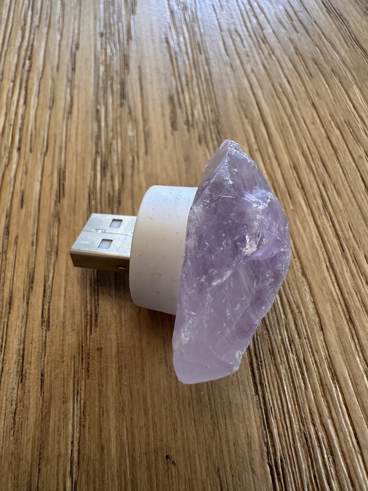 Light Raw Gemstone Crystal Stone USB Illuminated Home Purple Amethyst Gift