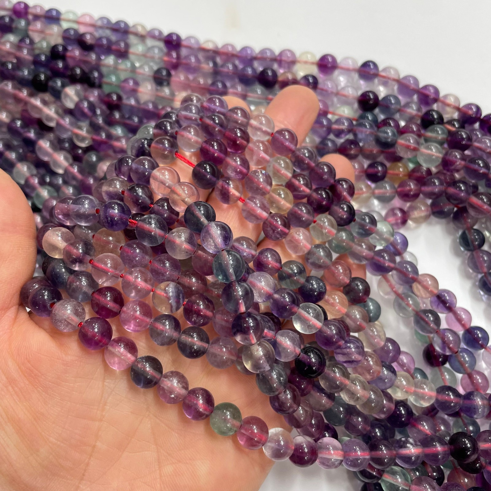 8mm Various colors of fluorite round bead crystal string, 1 strand