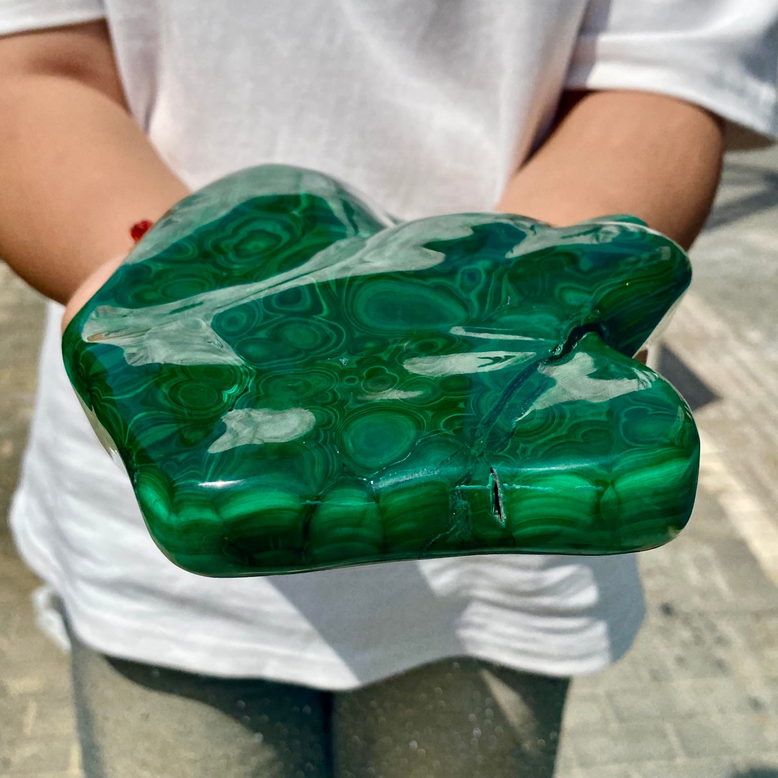 5.04LB Natural glossy Malachite transparent cluster rough mineral sample