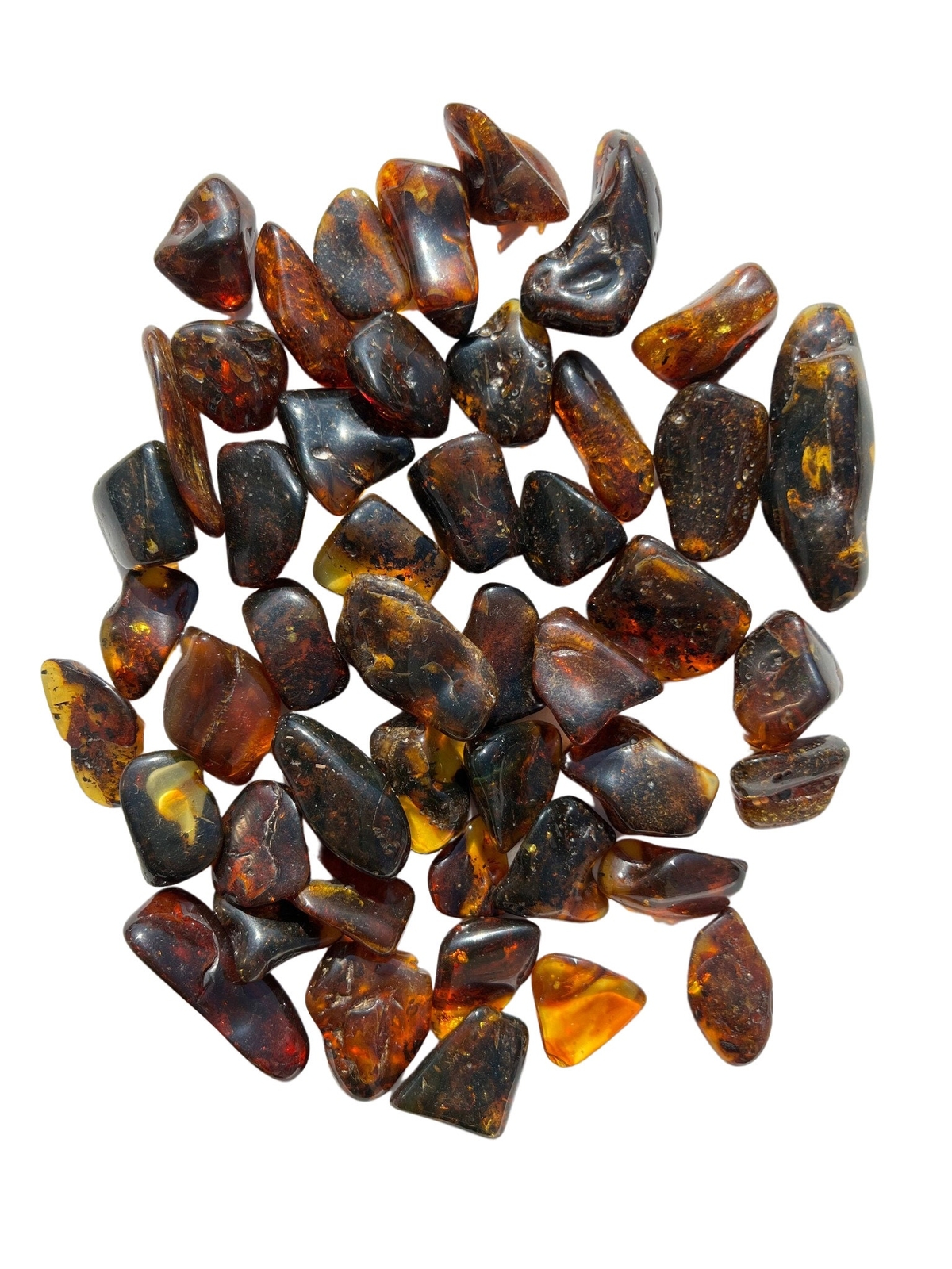 Baltic Amber Tumbled Stone, Dark Natural Baltic Amber from Indonesia