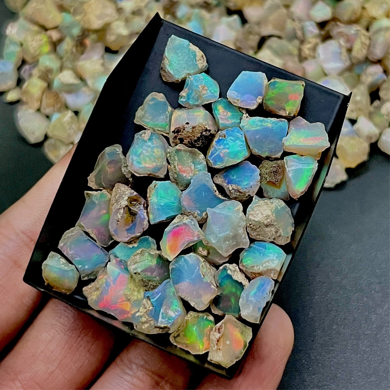 Natural Ethiopian Opal Rough Stones – Welo Fire Opal, Dry Uncut Raw Opal Crystal