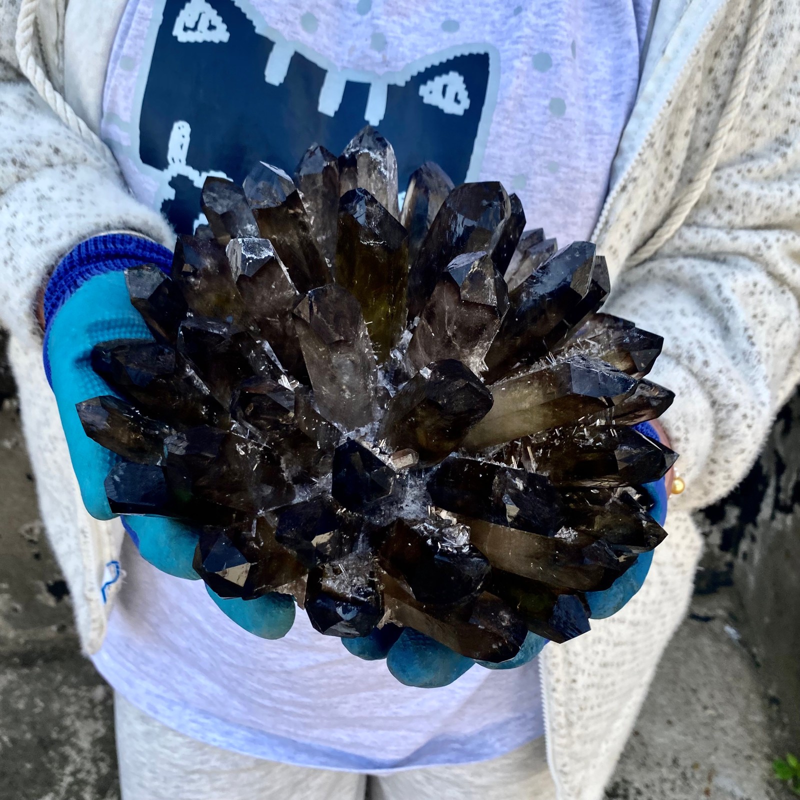 12G New Find black Phantom Quartz Crystal Cluster Mineral Specimen Healing