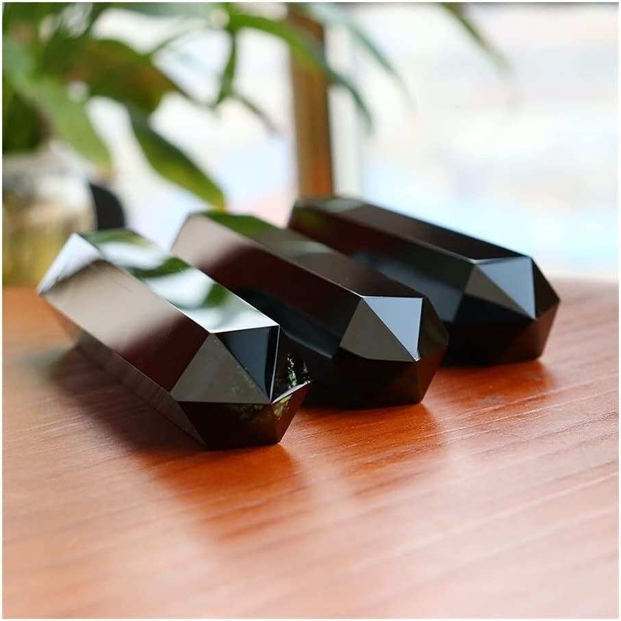 Black Obsidian Crystal Tower Point Healing Crystal Obelisk Gemstone Tower Wand