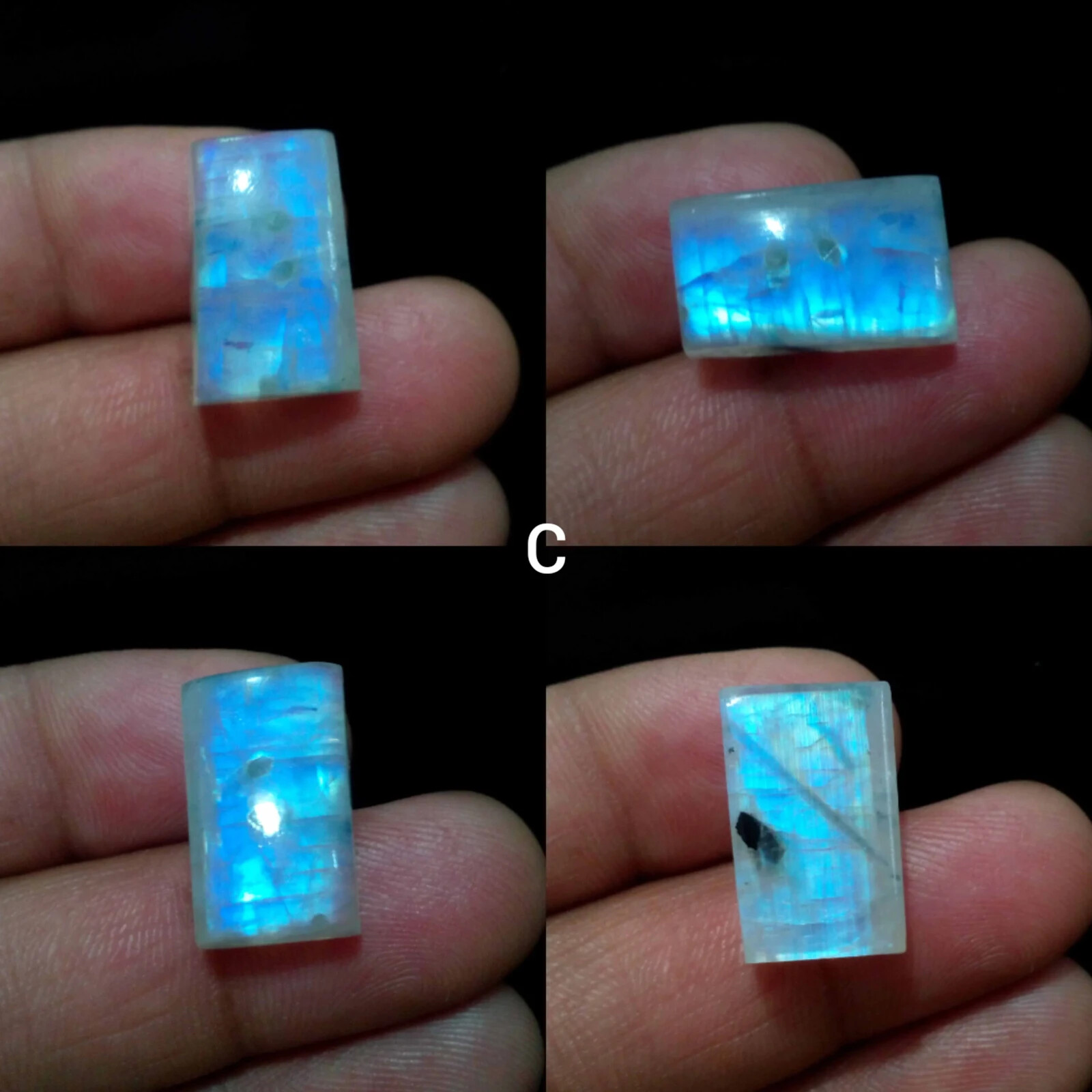 Amazing Blue Rainbow Moonstone Cabochon Octagon Shape Loose Gemstone For Jewelry