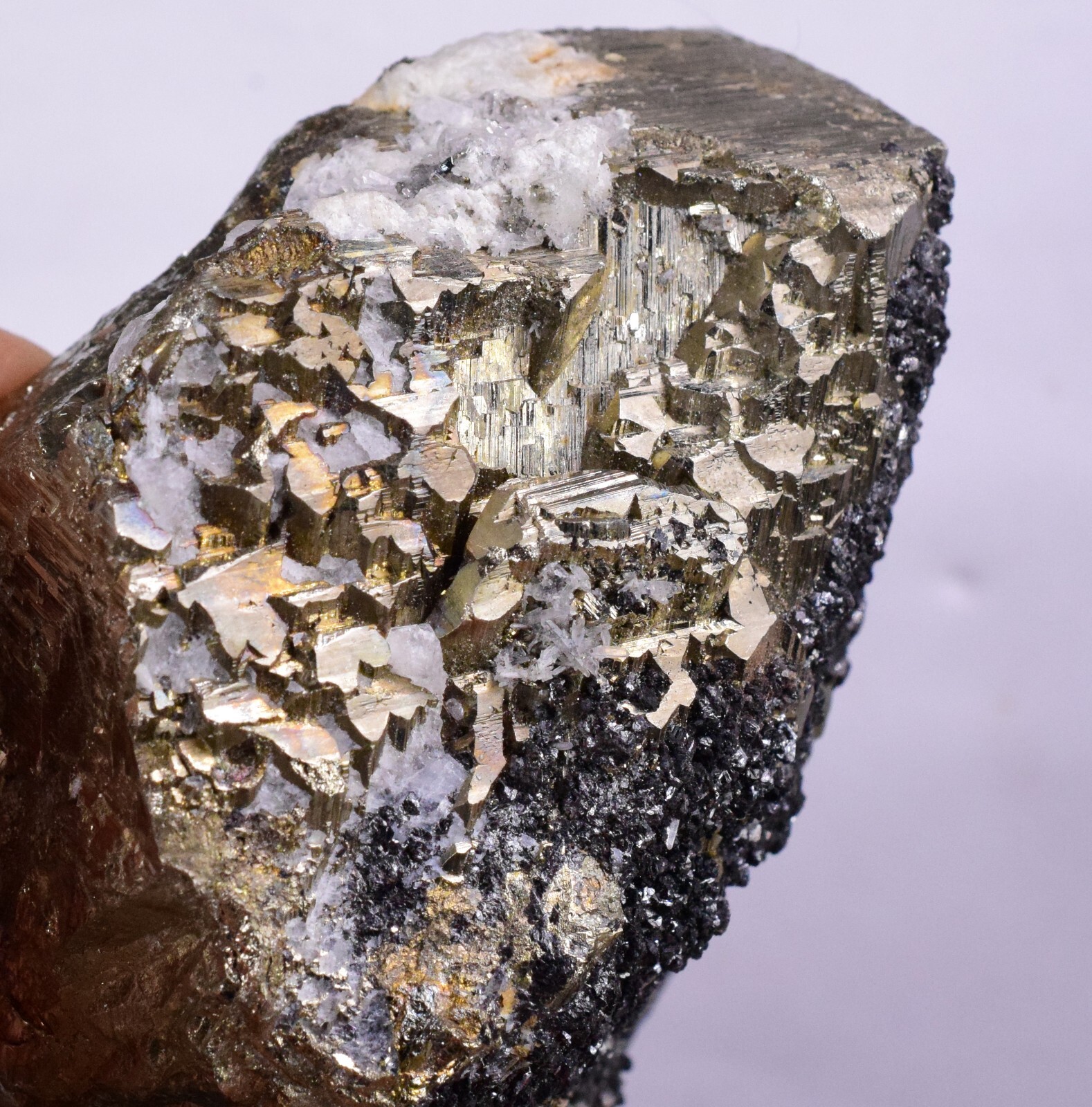 6.9cms PYRITE CUBIC QUARTZ TETRAHEDRITE PERU CRYSTAL MINERAL COLLECTOR MB31