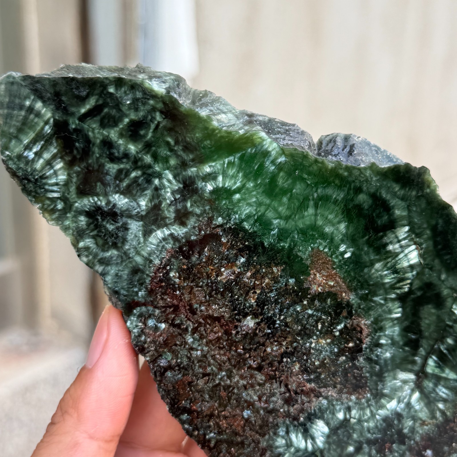 286g Rare Natural Seraphinite Slab Quartz Crystal Reiki Healing (Collection Lv.)