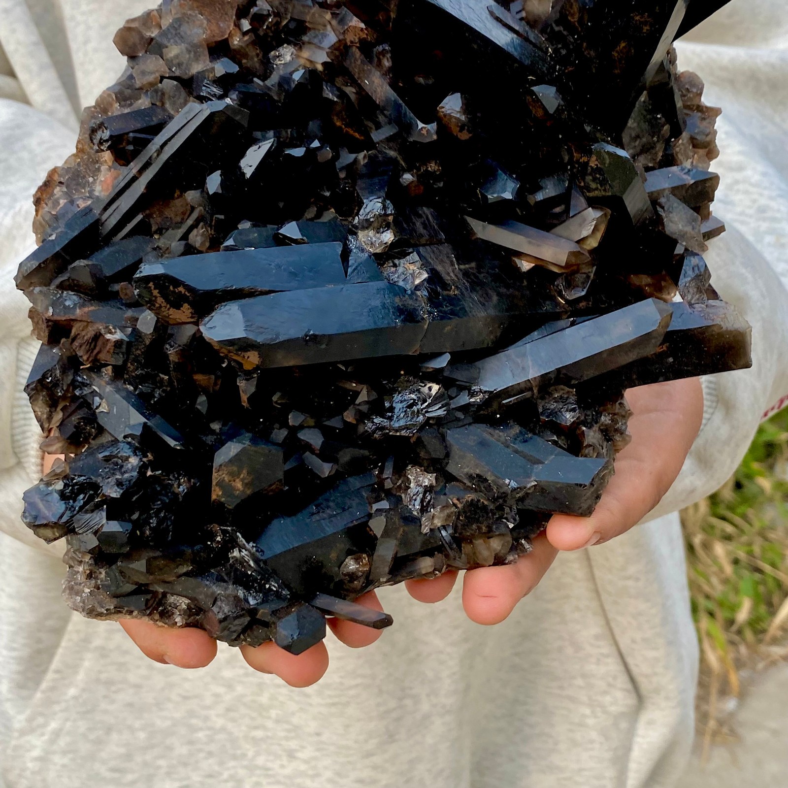 3.7LB Natural Beautiful Black Quartz Crystal Cluster Mineral Specimen Rare