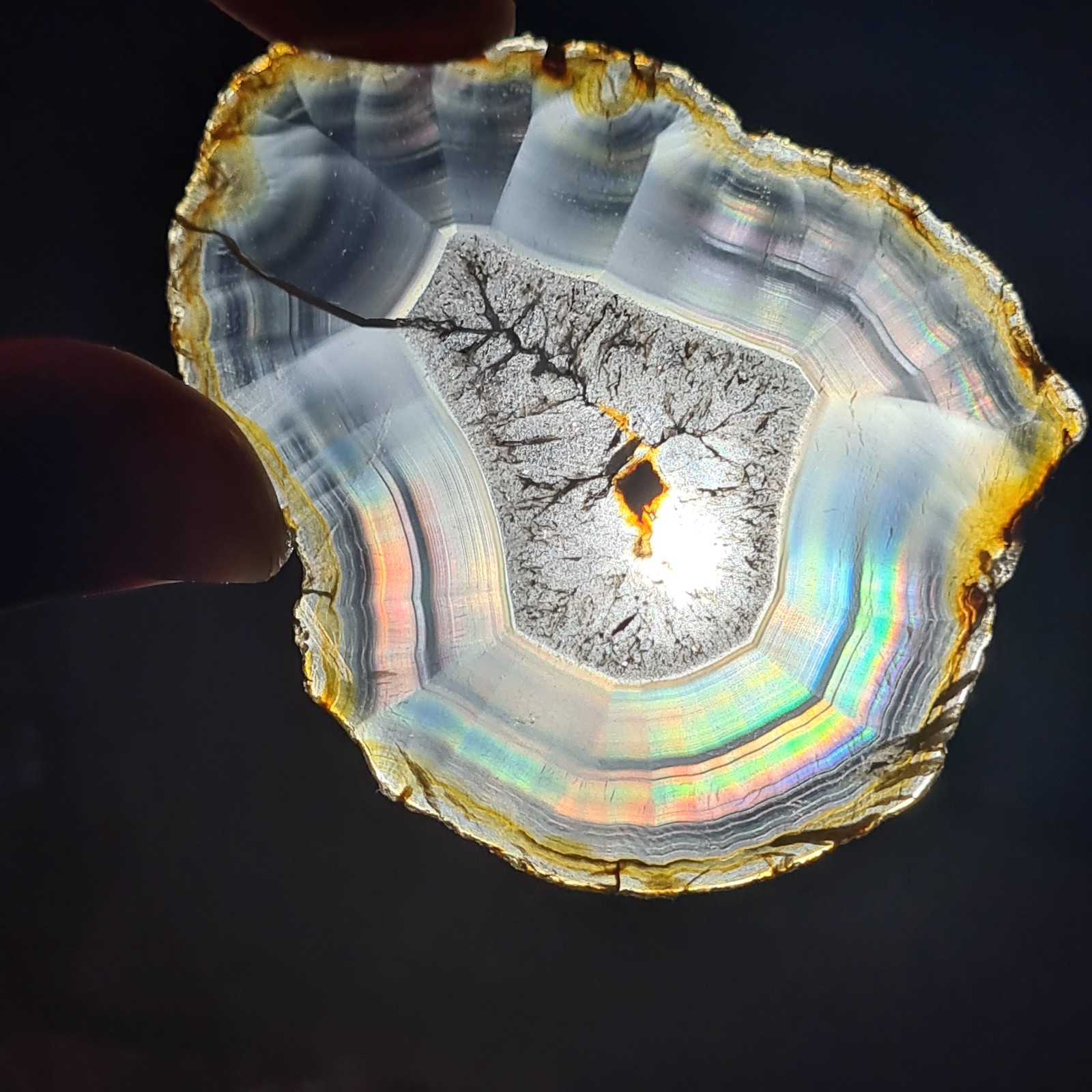 71.85 Ct Beautiful Iris Rainbow Agate Slice – Rare Collectable Iris Agate Slab