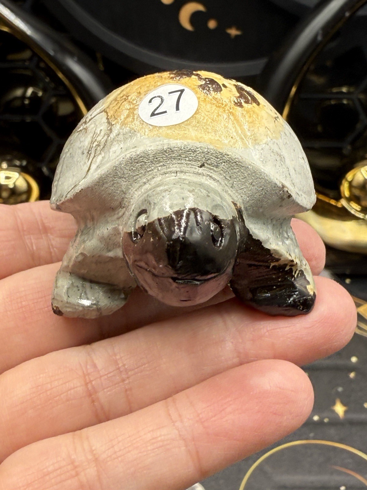 Natural Picture Jasper Land Turtle Tortoise Super Cute Carvings Free ship