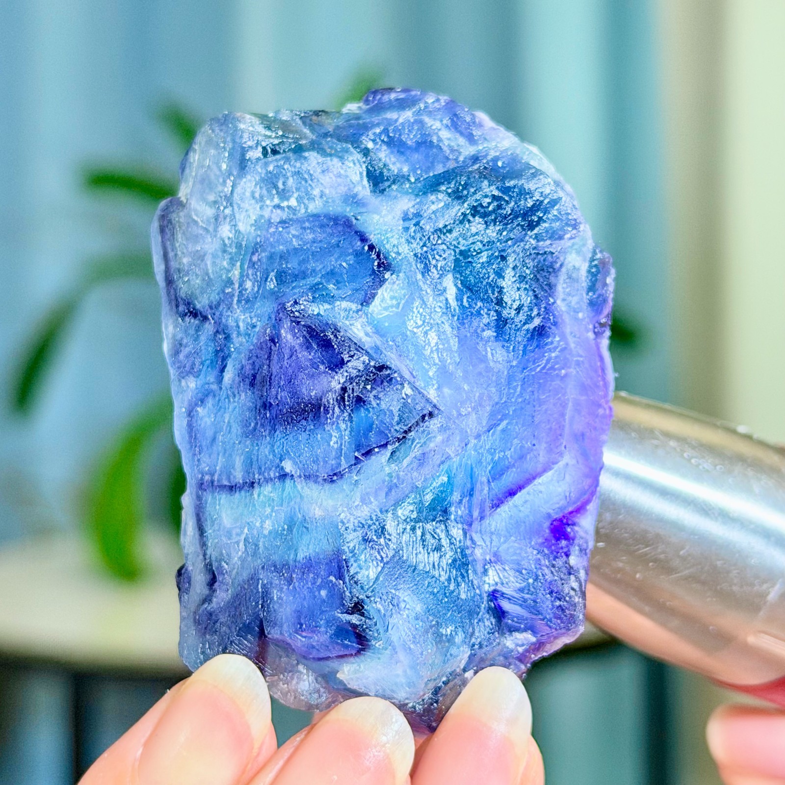 156G Rare transparent purple cubic fluorite mineral crystal sample/China
