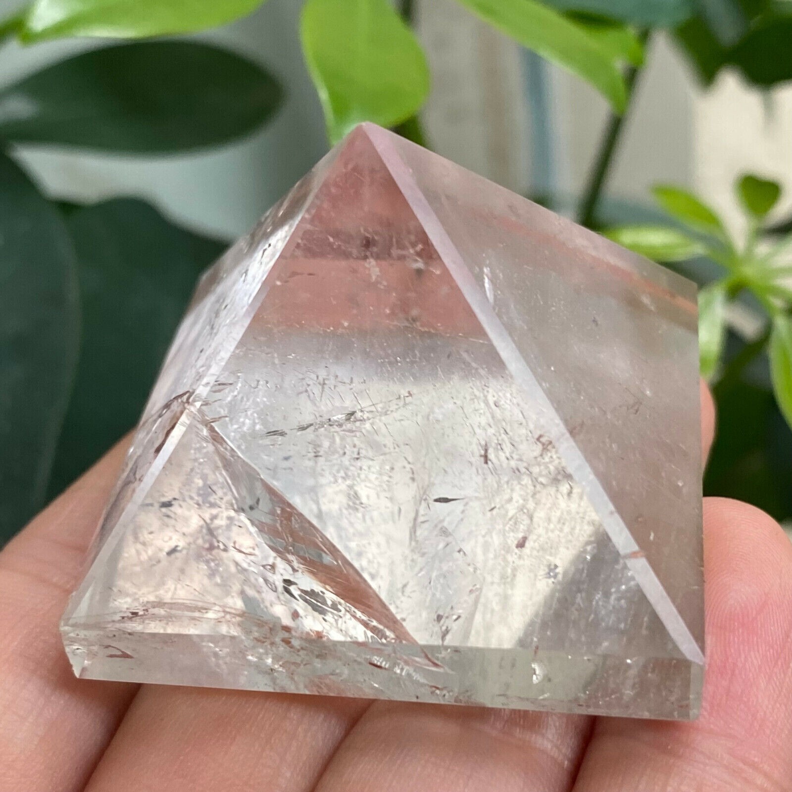 1PC Natural clear crystal Quartz Pyramid Carved Crystal Point Reiki healing 40mm