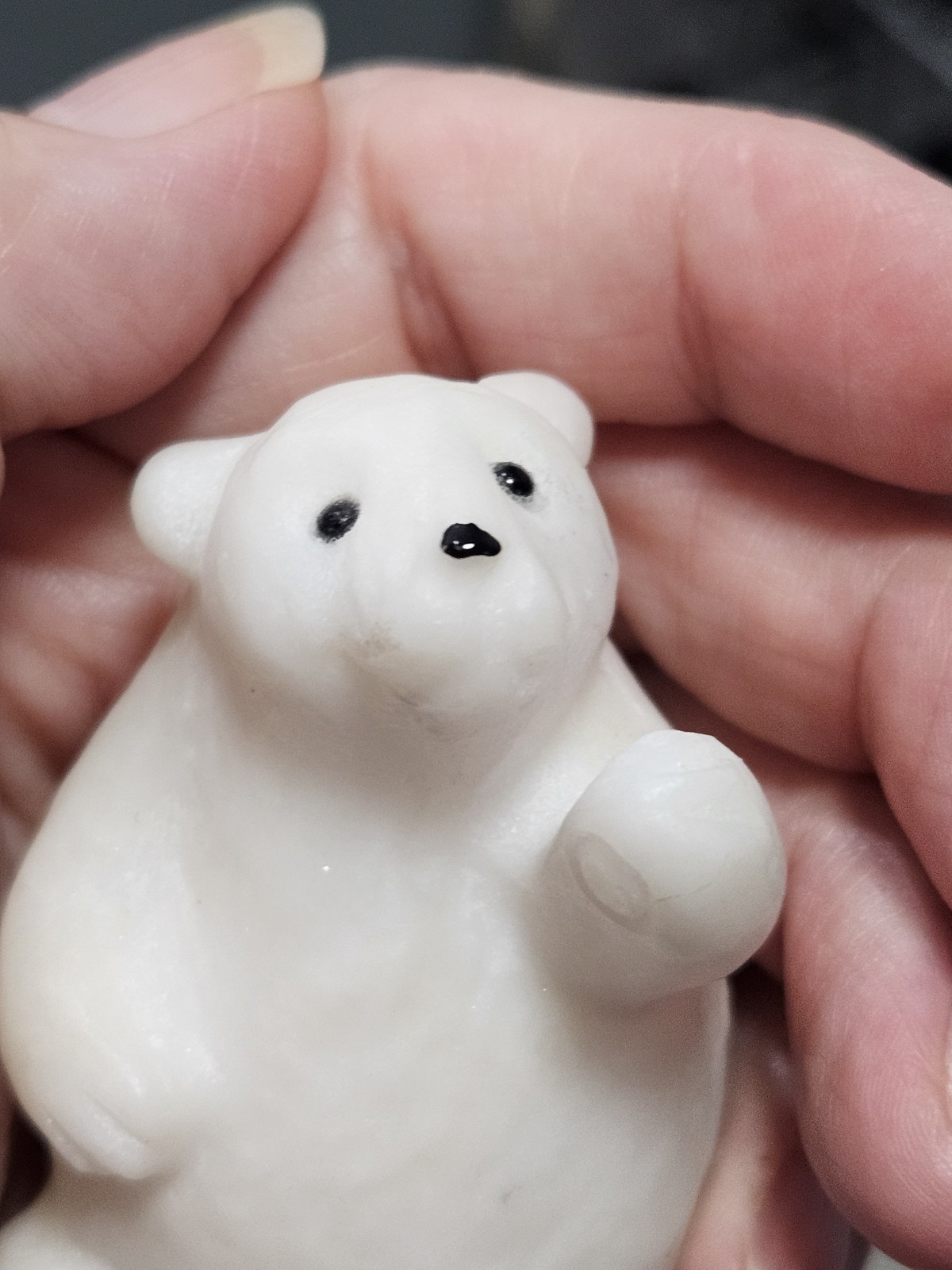 2″Natural White Marble Quartz Bear 132g Mother’s Or Father’s Day Gift