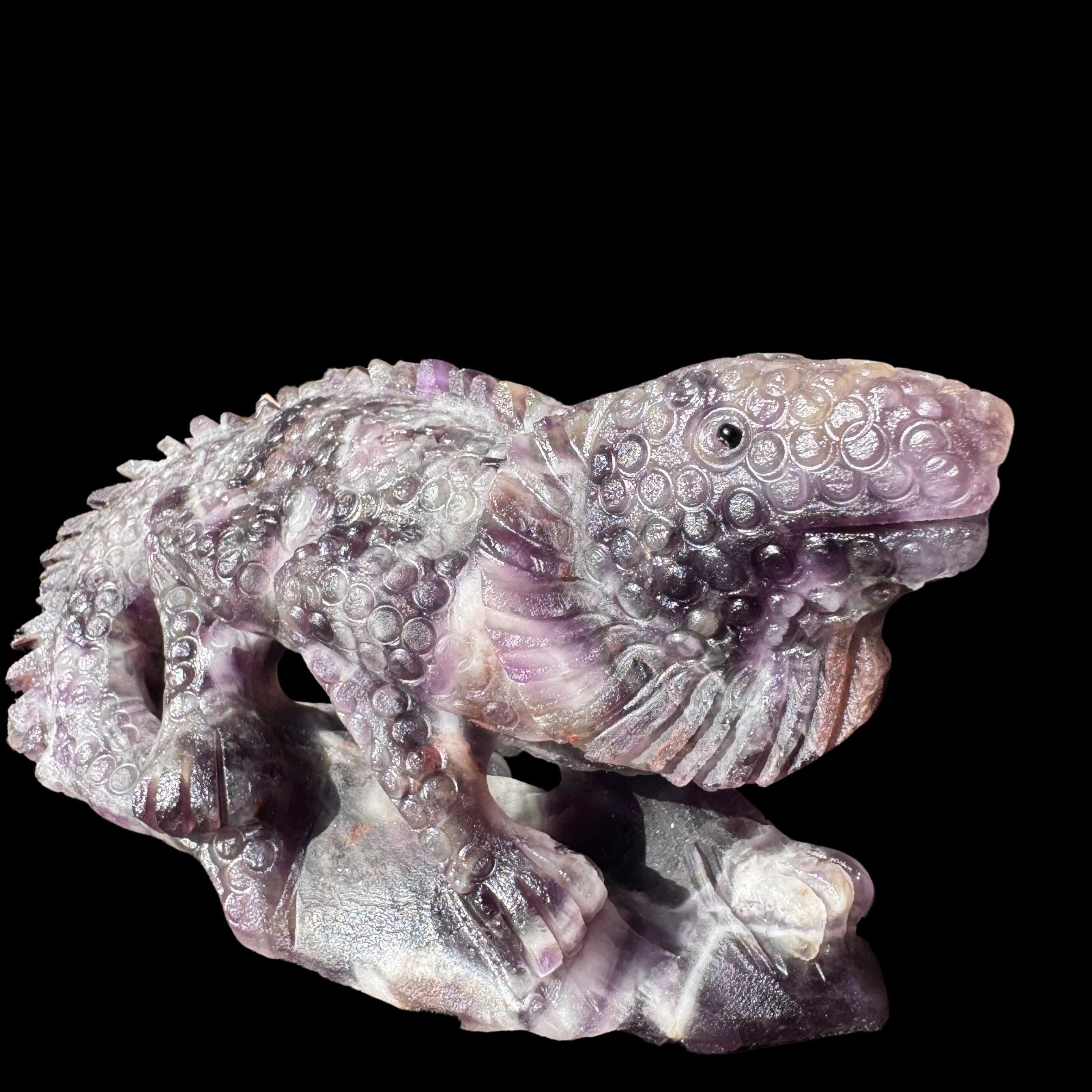 Auction: Hand Carved Dream Amethyst Lizard Sculpture – Spirit Animal, Free Shipp