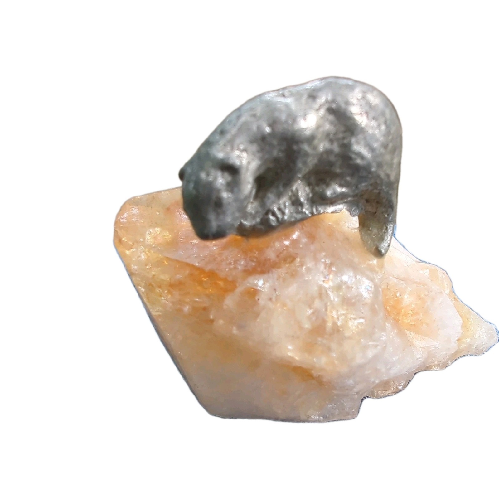 Natural Citrine Point Cluster with a beaver alloy