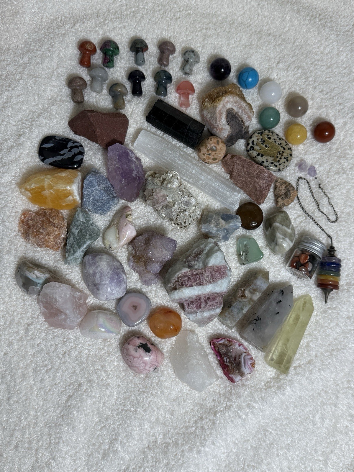 50+ Crystal Lot- Agate Geode, Aura Quartz, Pink Tourmaline, Pink Opal & More!