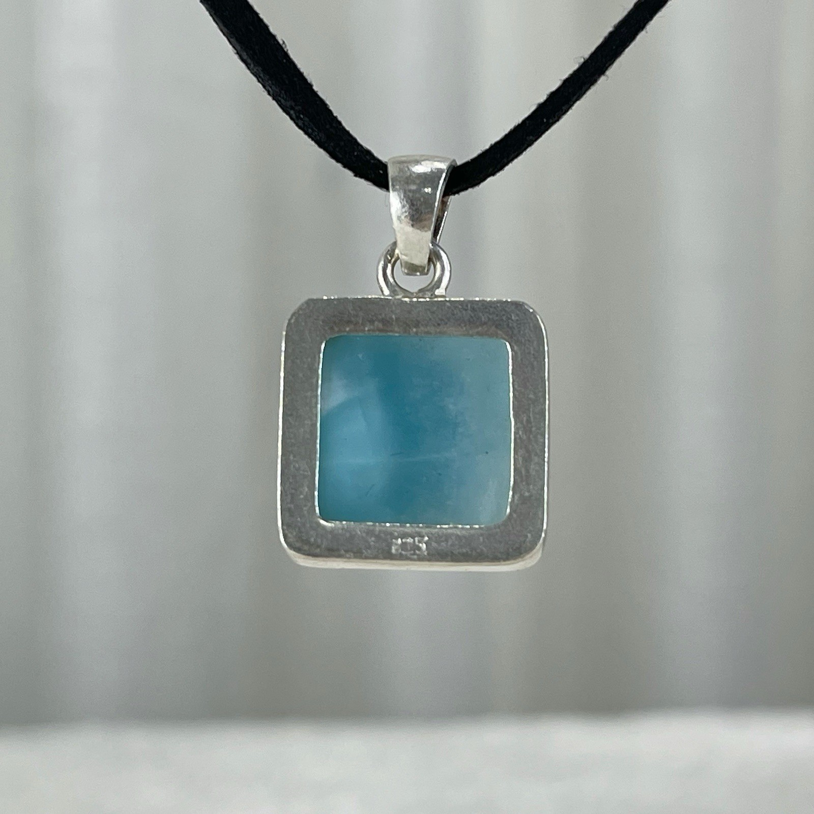 11g Larimar Necklace, Handcrafted Sterling Silver Pendant, Dominican Jewelry,