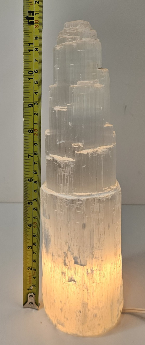 Selenite Lamp 12 inch Natural Stone White Crystal Lamp Gemstone Specimen Reiki