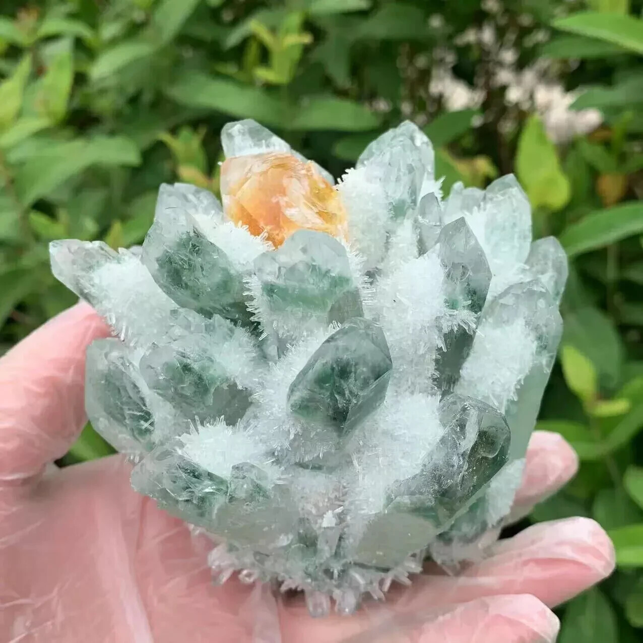 300g+New find Green Yellow Phantom Quartz Crystal Cluster Mineral Specimen Gem