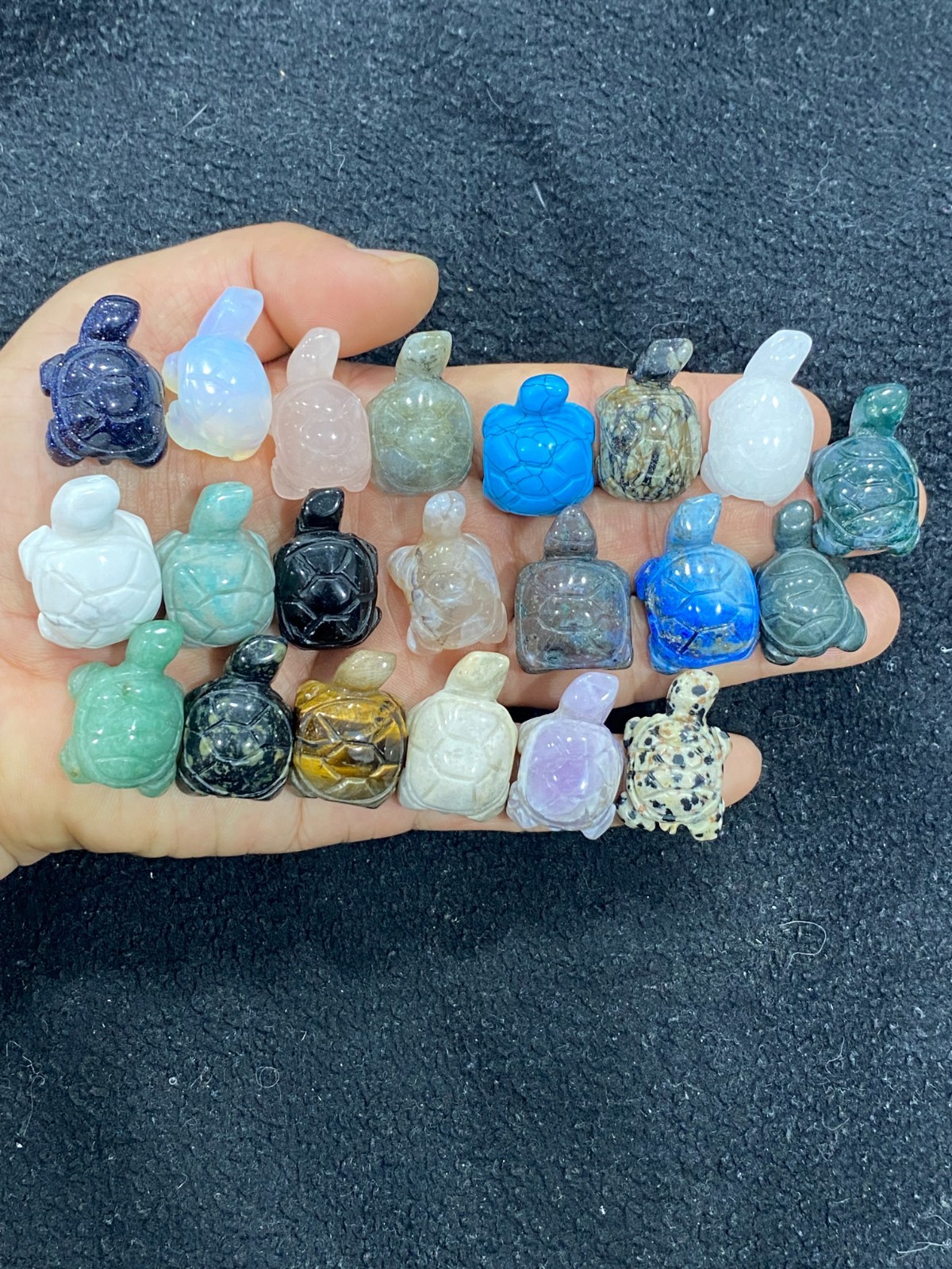5pc Natural mixed Quartz hand Carved Mini turtle crystal Reiki healing gift