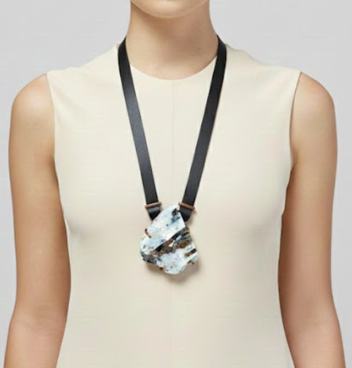 Raw Russian Astrophyllite Pendant Necklace | Leather Cord | 32″ | Approx. 24g