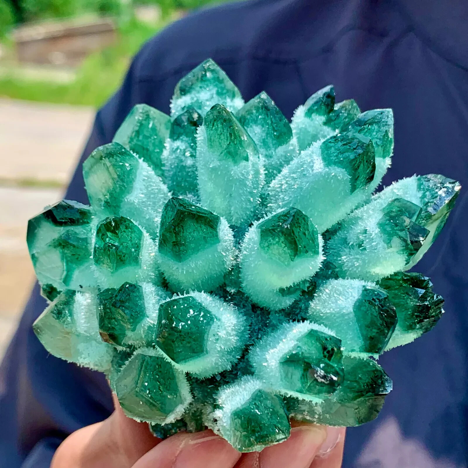 300g+ New Find Raw Green Ghost Phantom Geode Cluster Mineral Specimen Crystal
