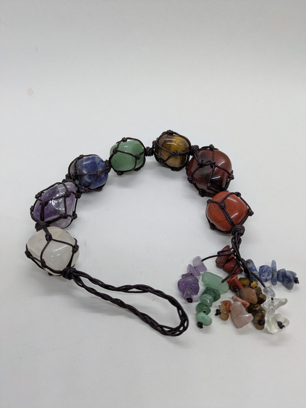 7 Chakra Tumbled Stones Large Crystal In A Net Healing Stones 26-27cm Chunky
