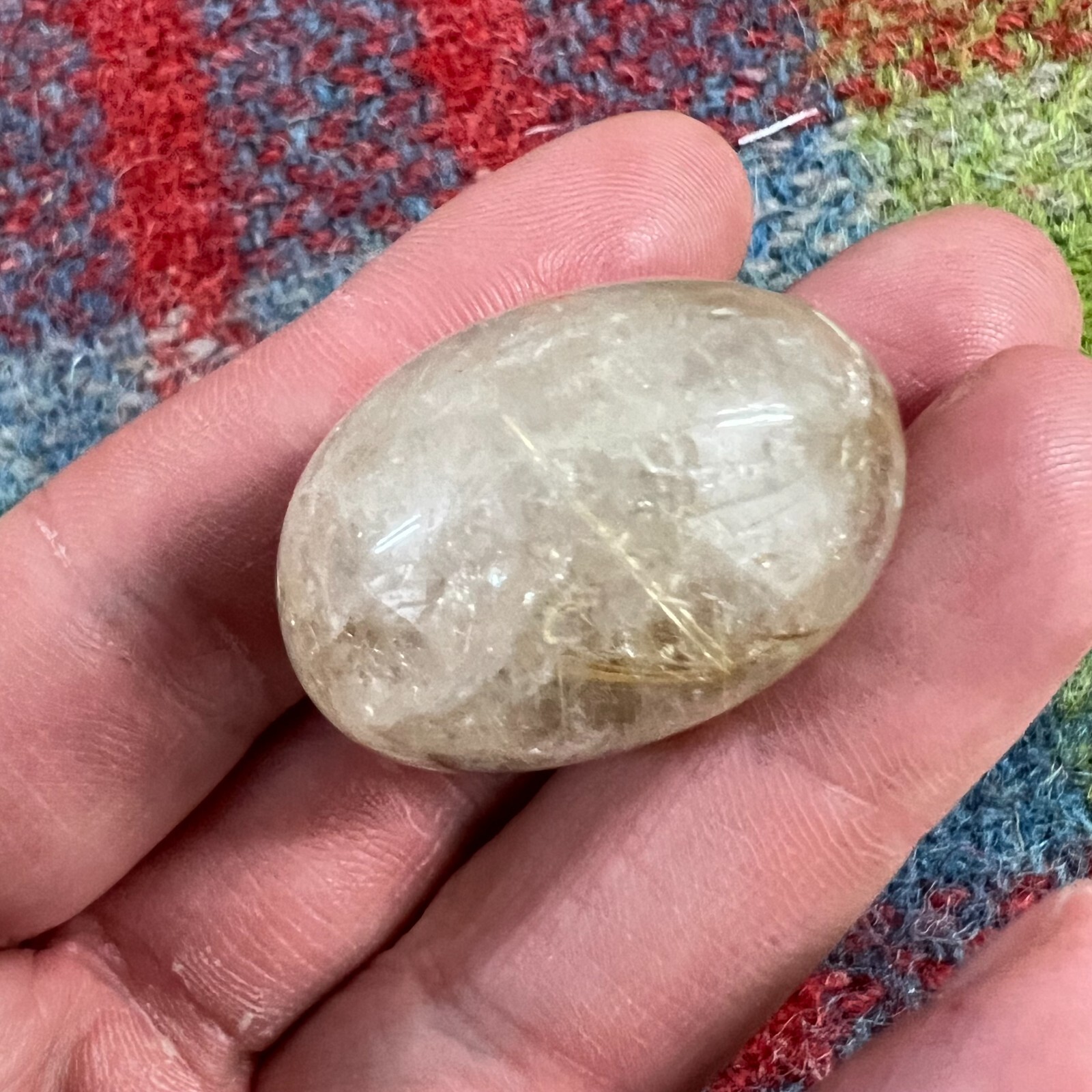 Rutilated Quartz Crystal Gemstone Clear Gold & Silver Strand Sphere 21 Grams