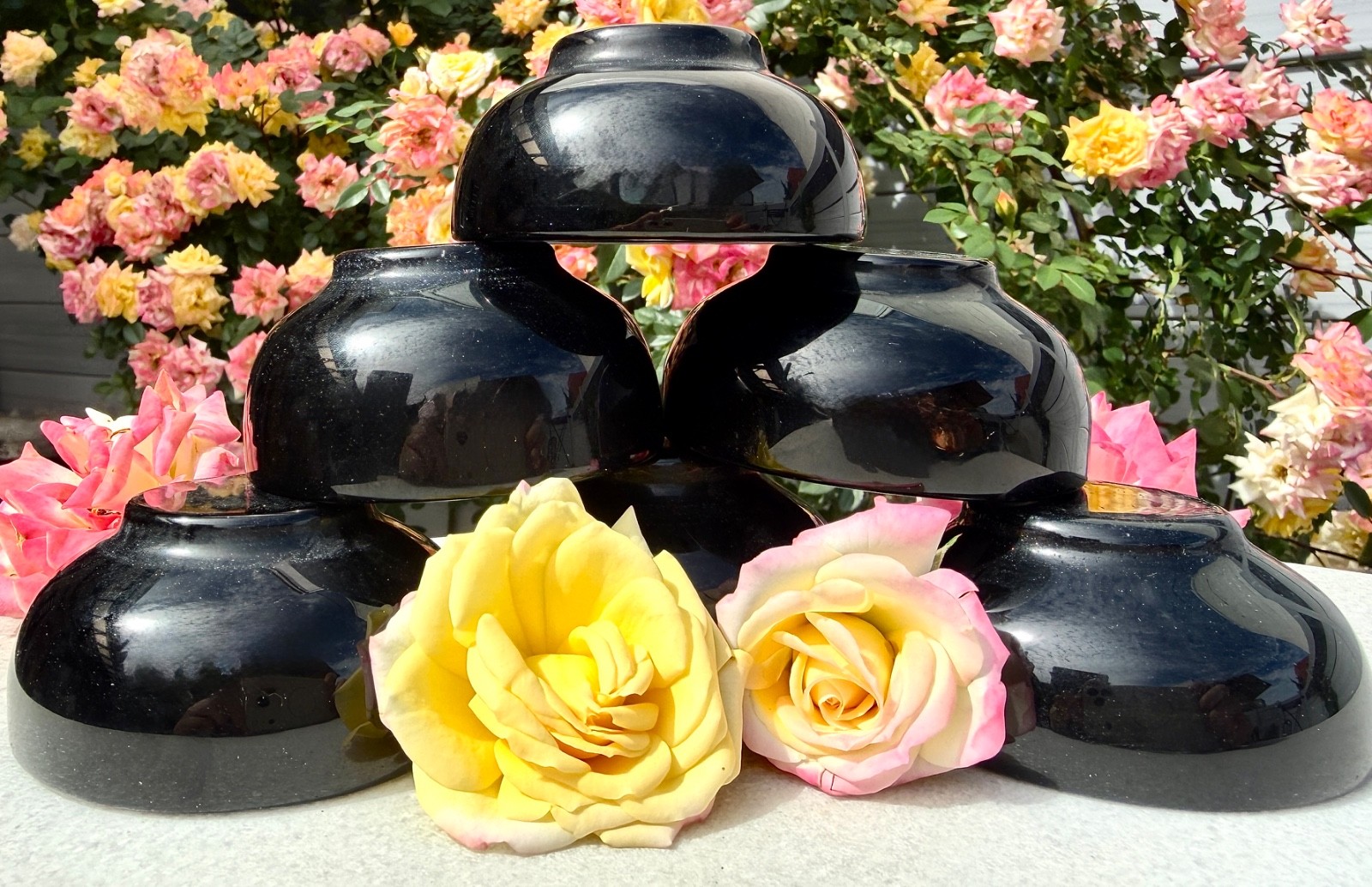 Wholesale Lot 6-8Pcs Natural Black Obsidian Mixed Bowls Crystal Healing